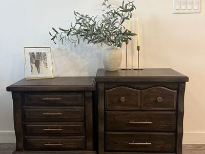 Dark Brown Wood Nightstands