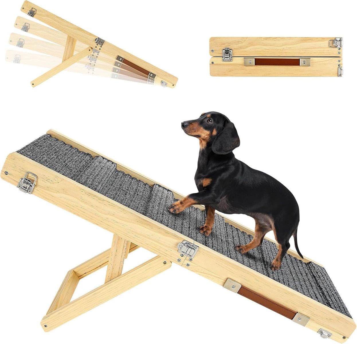 New Dog Ramp for Couch, Foldable Small Dog Pet Ramp for Low Bed, 5 Adjustable Height