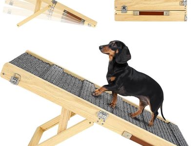 New Dog Ramp for Couch, Foldable Small Dog Pet Ramp for Low Bed, 5 Adjustable Height
