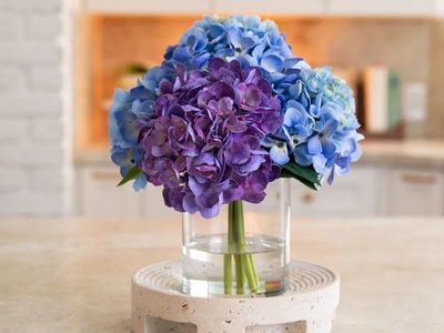 Faux 12in Hydrangea Arrangement, Blue #101673