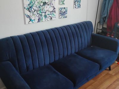 Vintage-style blue couch