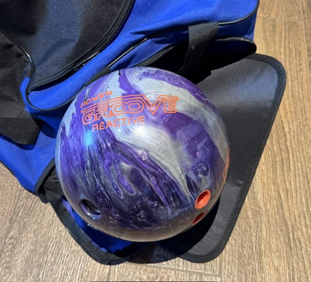 bowling ball, shoes and bag