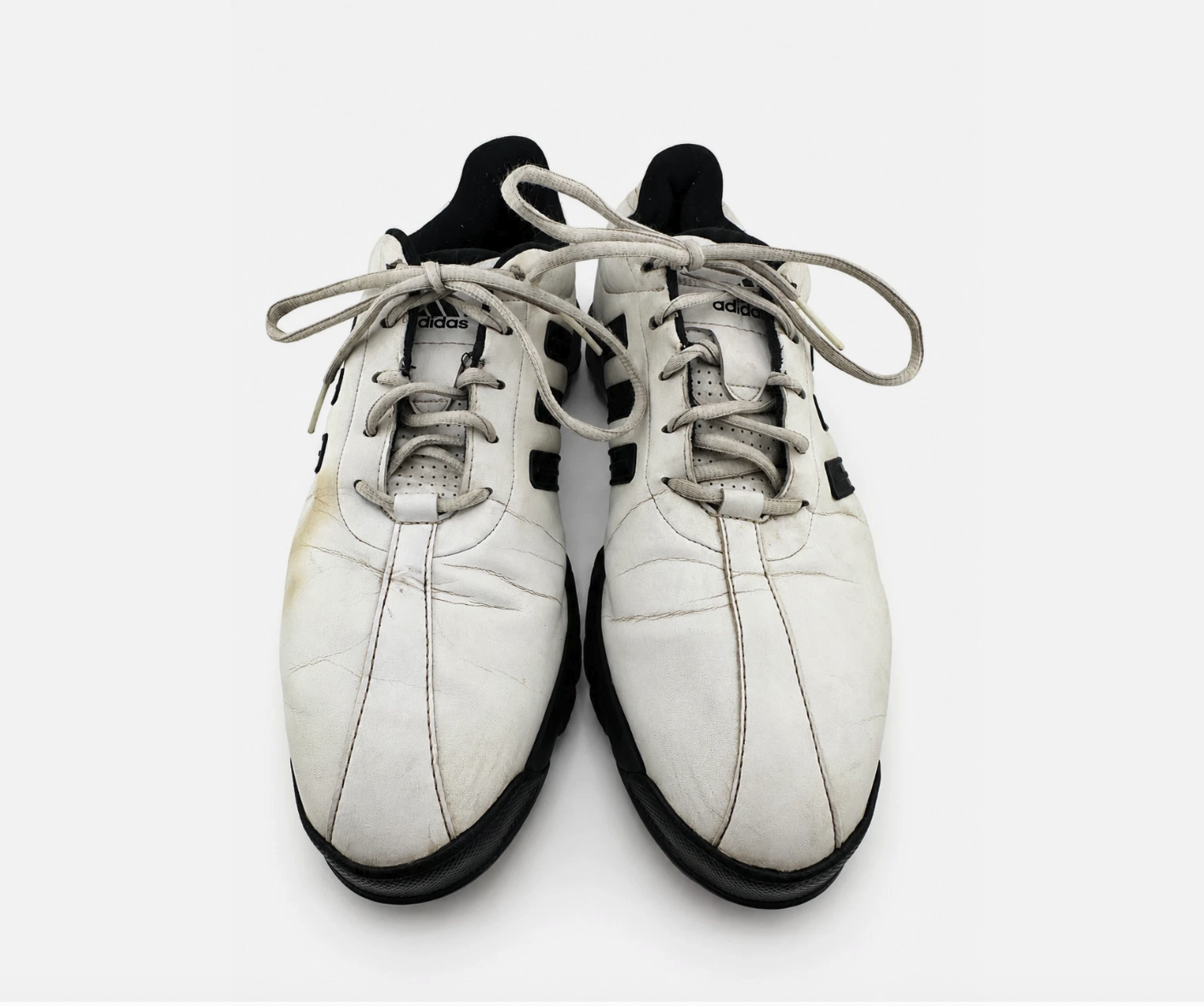 Adidas Tour360 Golf Shoes Mens US 10 White Black Softspikes Leather Waterproof