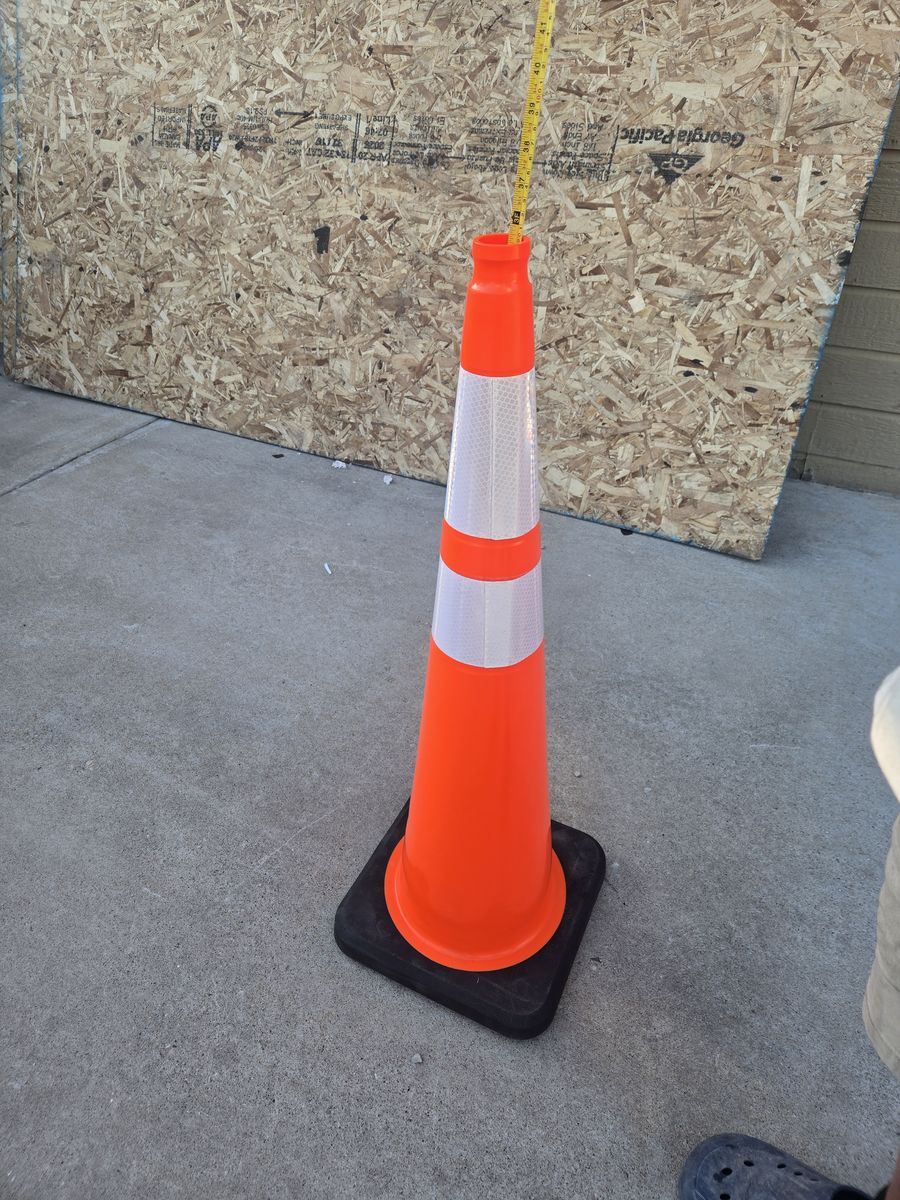 3' Orange Traffic Safety Cone with Reflective Strips and Heavy Base