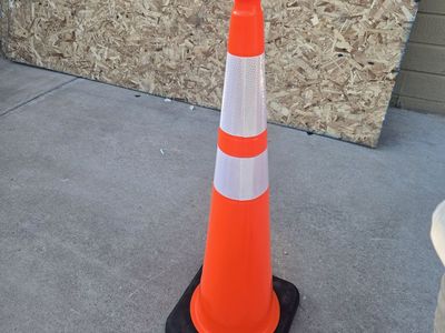 3' Orange Traffic Safety Cone with Reflective Strips and Heavy Base