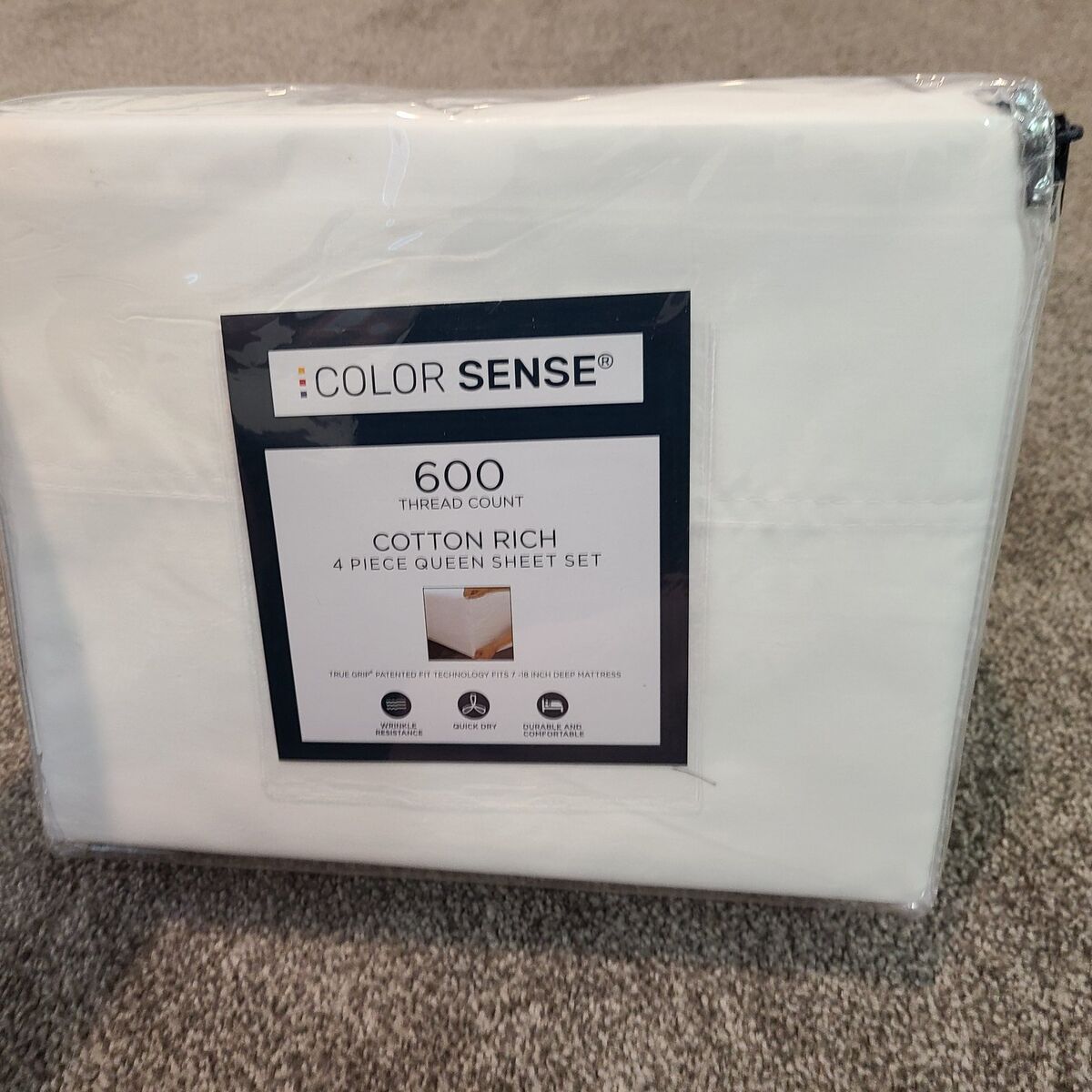 Color Sense 600-Thread Count Queen Sheet Set - New