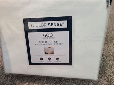 Color Sense 600-Thread Count Queen Sheet Set - New