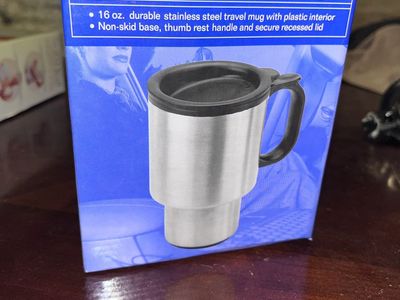 16 oz. Stainless Steel Travel Mug with Plastic Interior, Non-Skid Base, Recessed Lid