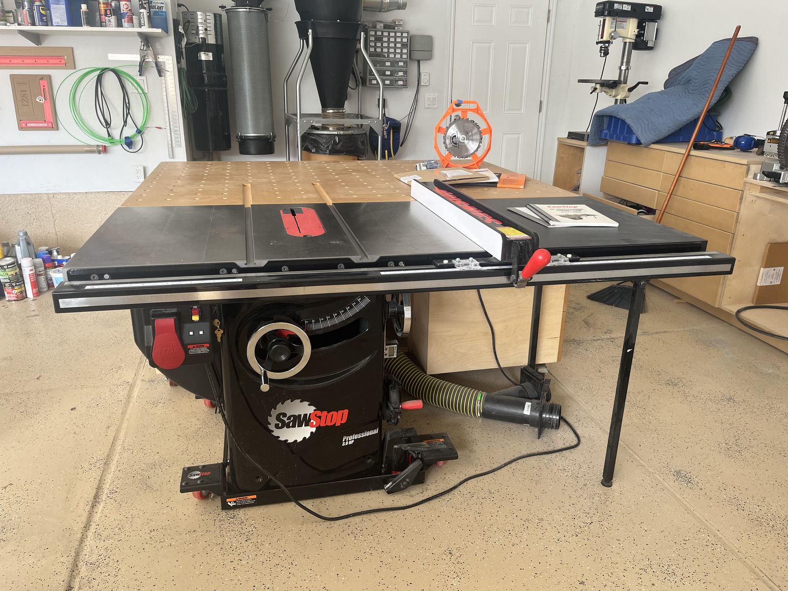Custom Table Saw Outfeed Table with Storage