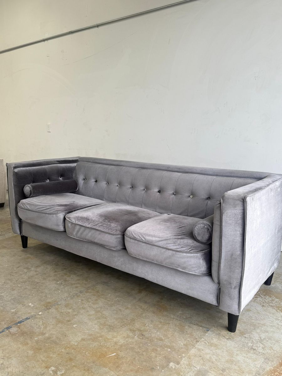 Silver Velvet Sofa