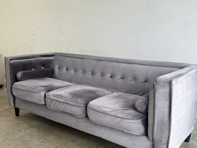 Silver Velvet Sofa