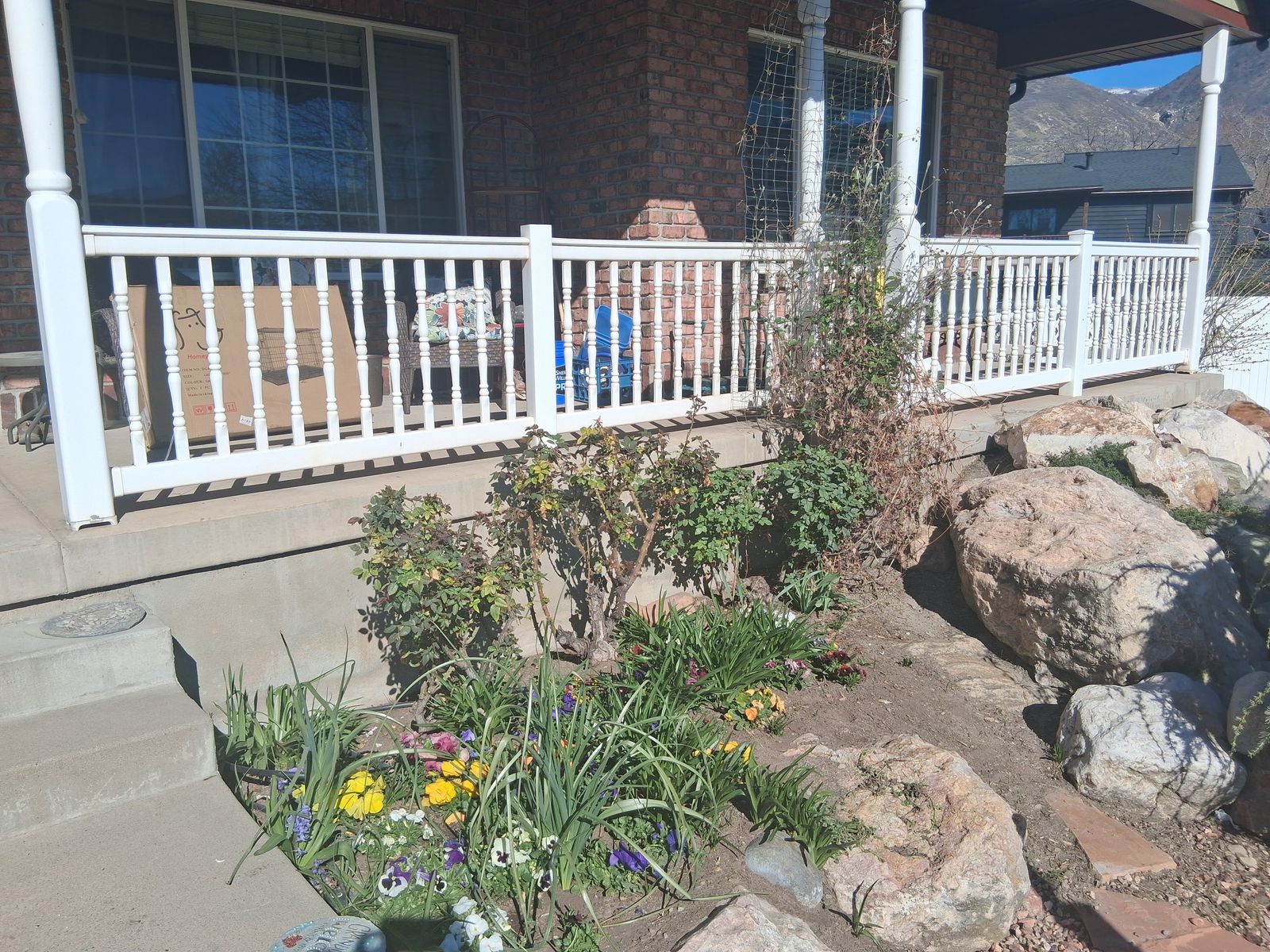 White Vinyl Deck Railing Panels and Staircase Handrails