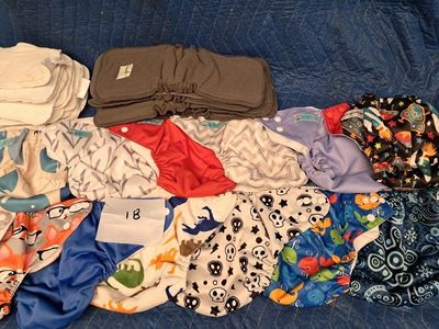 Lot of 17 Nora's Nursery and other Cloth Diapers with 19 inserts
