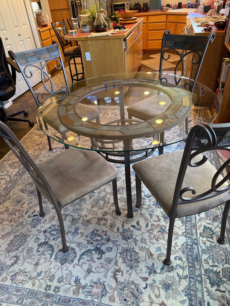Glass Top Dining Table w/ 4 Chairs