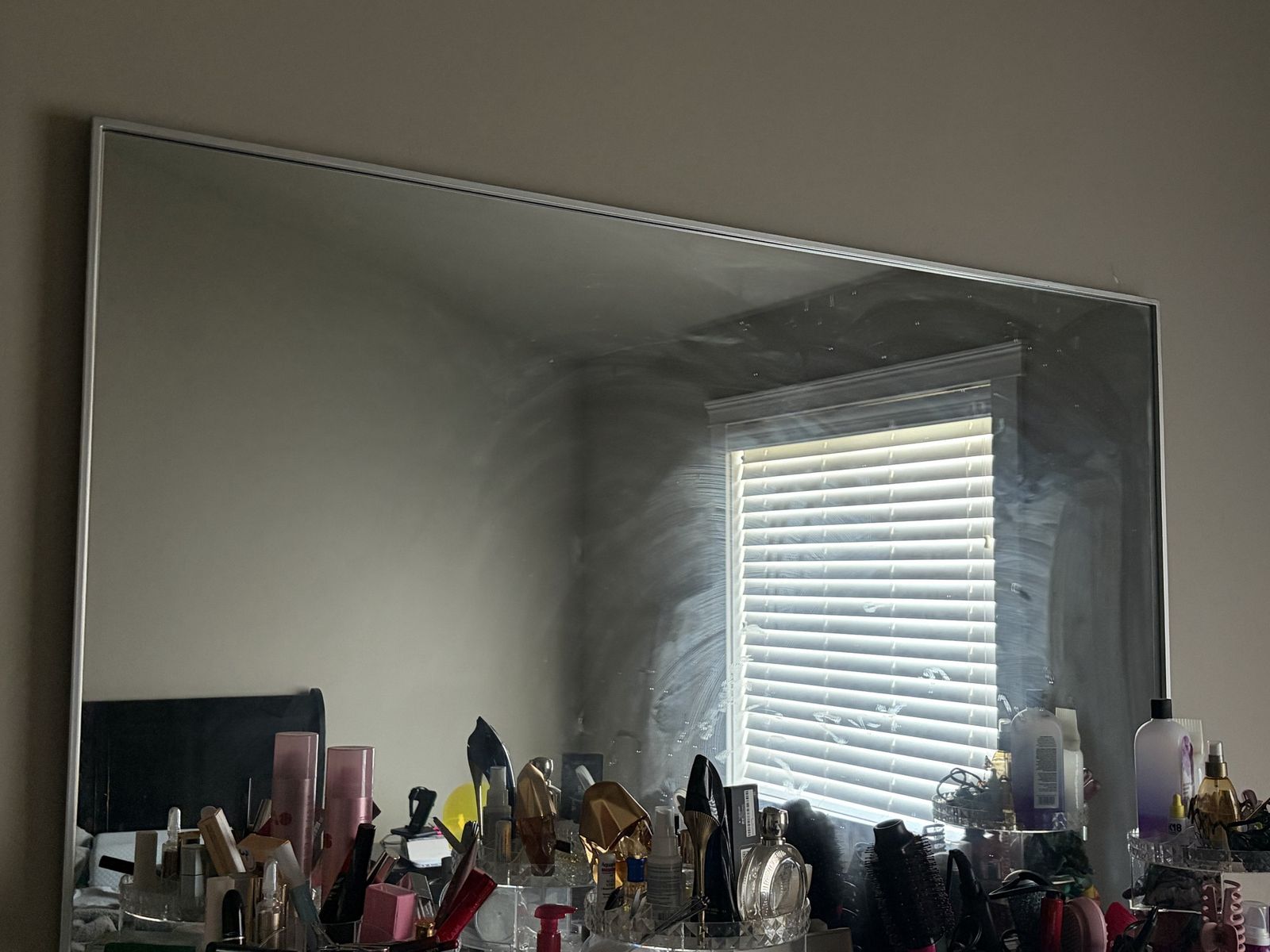 Large Wall Mirror with Silver Frame