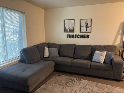 Spacious Gray L-Shaped Sectional Sofa with Left-Facing Chaise - Used, Good Condition