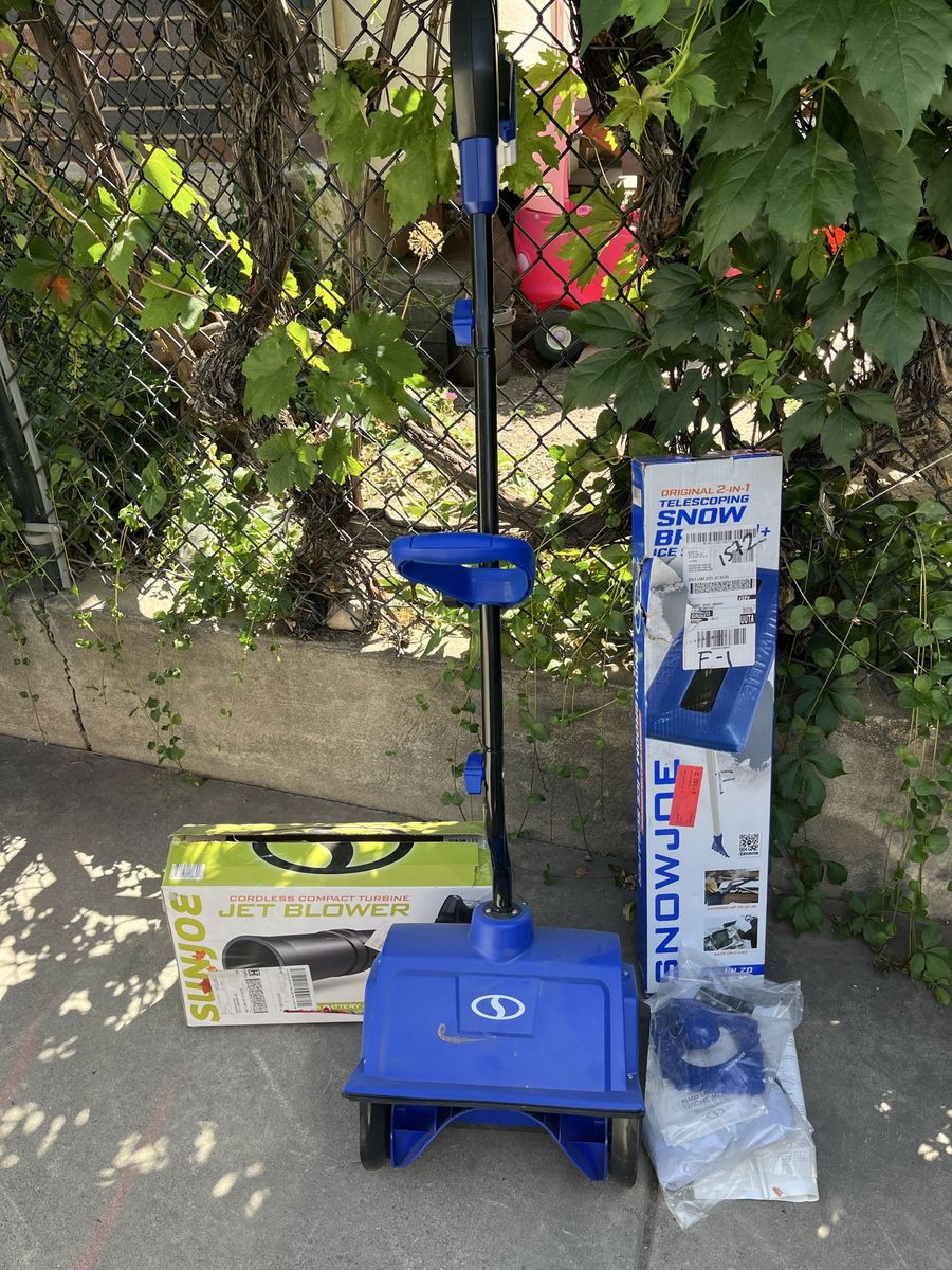 Snow Joe 2-in-1 Telescoping Snow Shovel & Ice Scraper, Sun Joe Cordless Compact Turbine Jet Blower