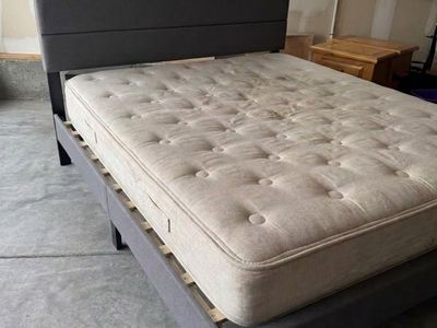 Modern Upholstered Queen Bed Frame & Mattress Set
