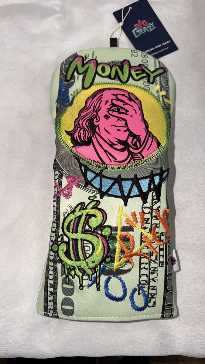 Big Crazy Golf Driver Headcover - "Money" Design, New with Tags