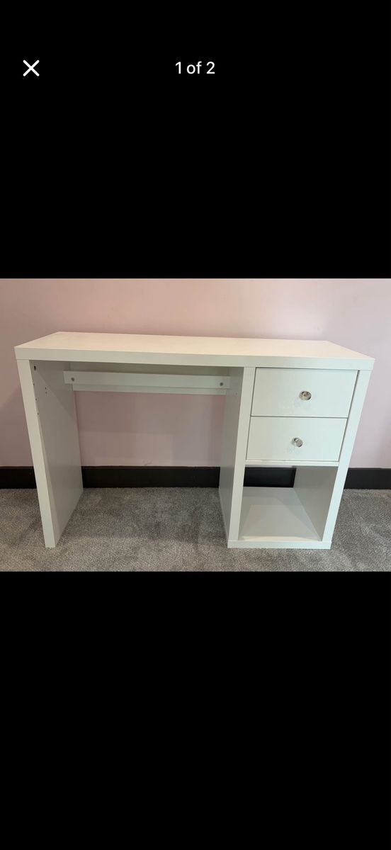 White Ikea Kallax desk with drawers excellent condition