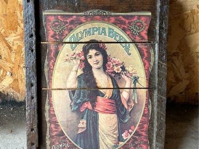 Vintage Olympia Beer Wood Sign Rustic Wall Decor Advertising Print