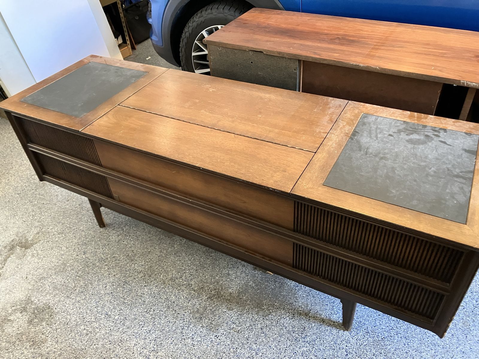 Vintage Mid-Century Modern Wooden Stereo Console Cabinet Shell