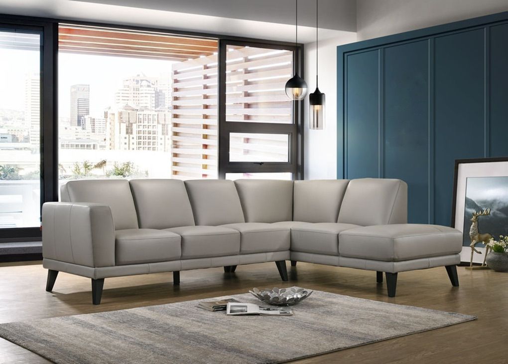 BRAND NEW! Top Grain Leather Grey Sofa Grouping