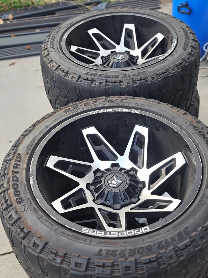 Set of 4 Dropstars 35" Used Wheels & 4 Used Goodtrip GS-67 35x12.5R22LT Mud Tires. - $850.00 OBO