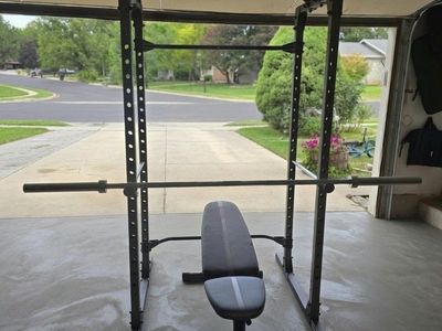 Squat Rack with Bench and Barbell - Home Gym Power Rack Weight Lifting Set