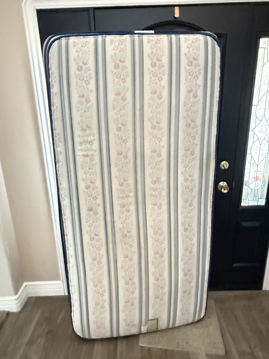 Used Standard twin Mattress with box springs and metal frame