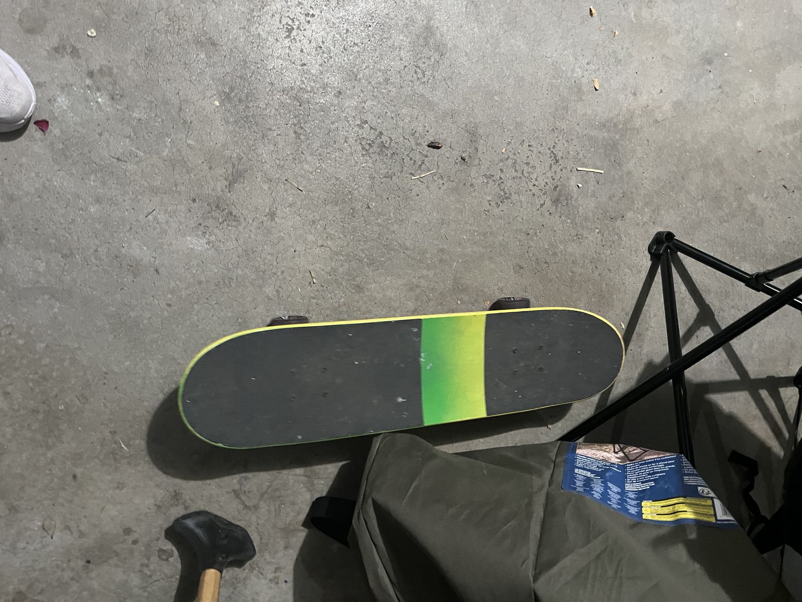 Skateboard with Green & Yellow Fade Deck - Like New Condition