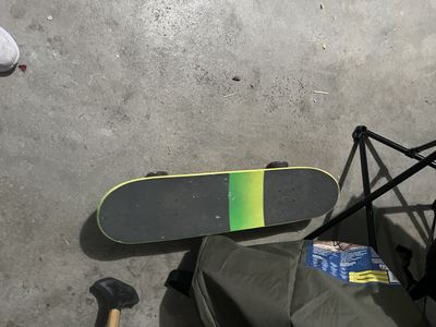 Skateboard with Green & Yellow Fade Deck - Like New Condition
