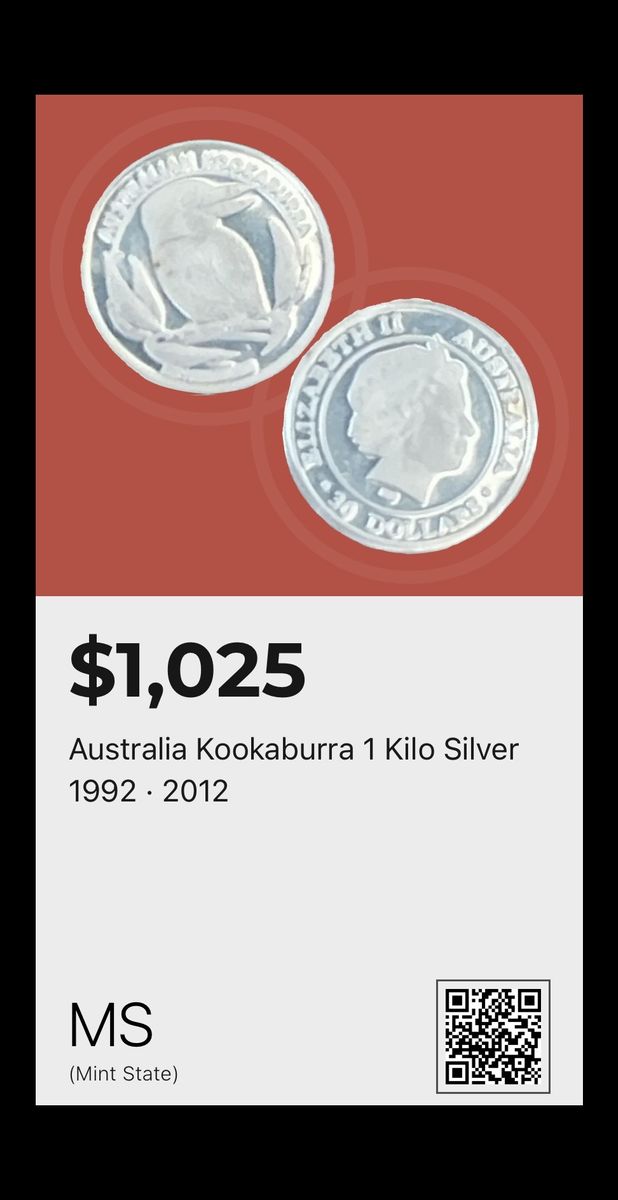 Australia Kookaburra 1 Kilo Silver Coin (1992-2012) - Mint State
