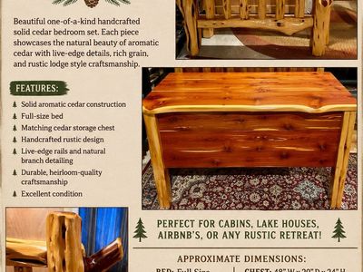 HANDCRAFTED SOLID CEDAR FULL SIZE BED AND MATCHING CEDAR CHEST