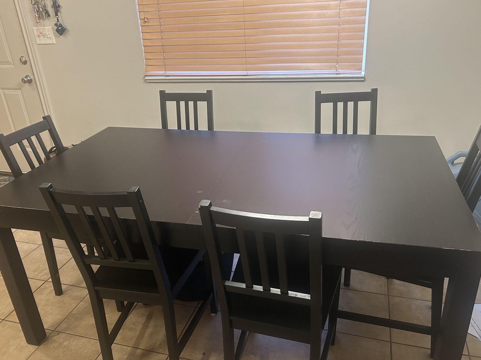 Black Wooden Dining Table with 6 Chairs
