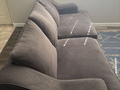Comfortable Gray Sofa - 3-Seater Fabric Couch