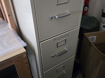 FREE 4-Drawer Vertical Filing Cabinet - Light Gray/Tan Metal Office Storage