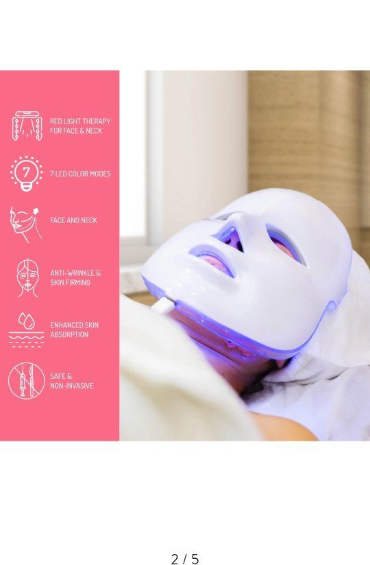 Red Light Mask For Face, 7-1 Colors Red Light Face Mask, Facial Skincare At Home, Cordless, Portable and Rechargeable