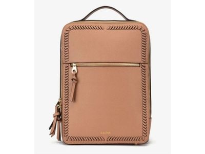 Calpak Kaya 15 Inch Laptop Backpack Faux Vegan Leather Caramel Tan