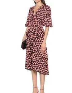 Rebecca Vallance Heart Print Midi Dress - Size 10