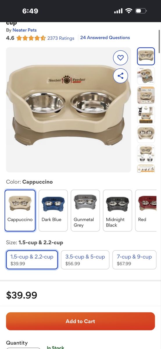 Neater Pets Neater Feeder Deluxe Elevated Dog Bowls - Cappuccino, 1.5 & 2.2 Cup