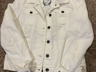 WOMENS TOMMY HILFILGER WHITE JEAN JACKET- M