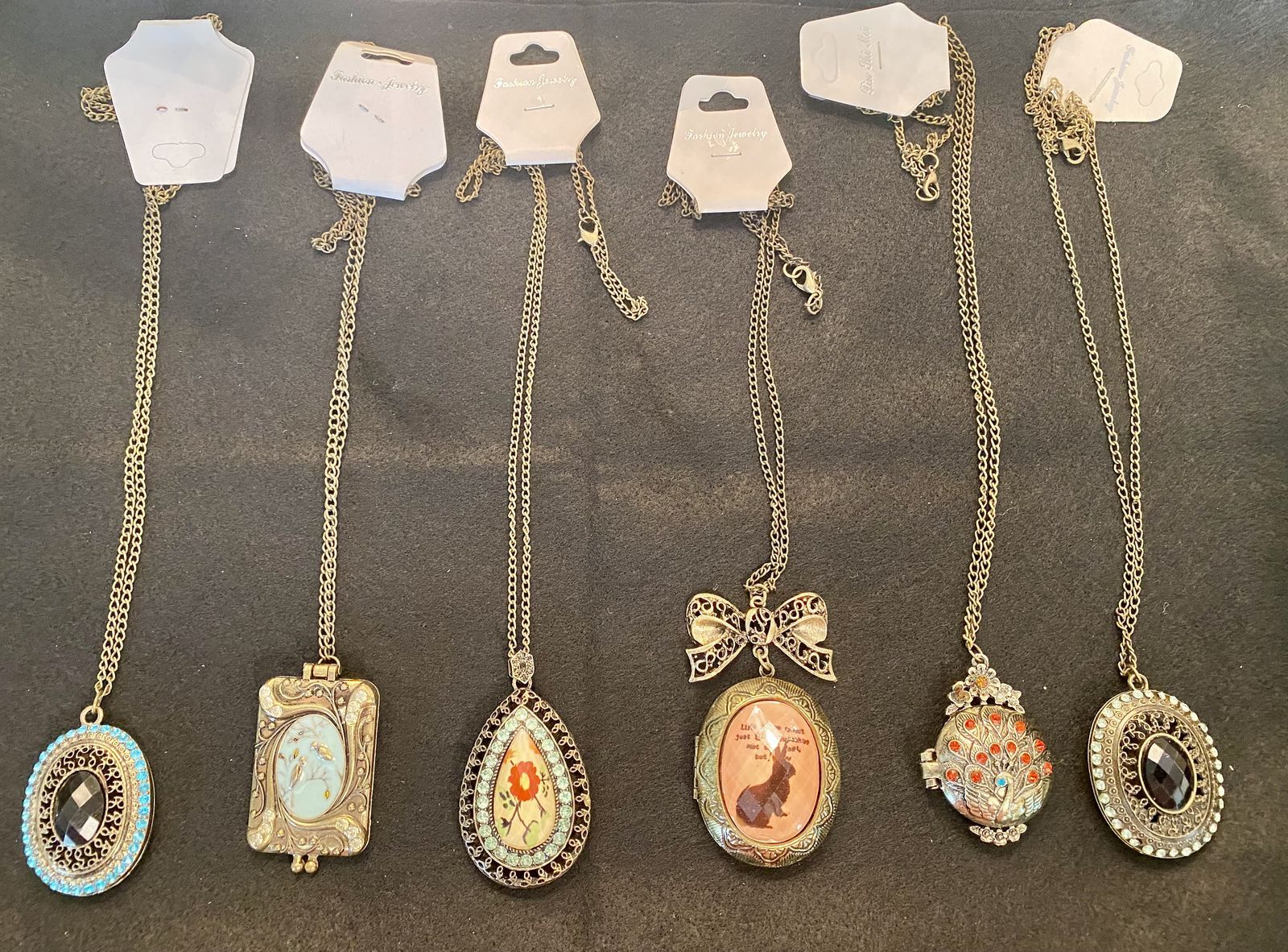 NEW! Vintage-Inspired Locket & Pendant Necklaces - 6 Pieces, Mixed Designs, New with Tags $11-$15