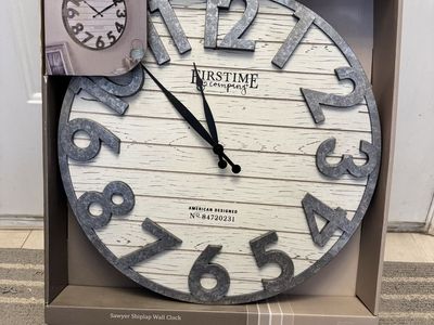 Firstime & Co. Sawyer Shiplap Wall Clock - Galvanized Metal and Wood Planks