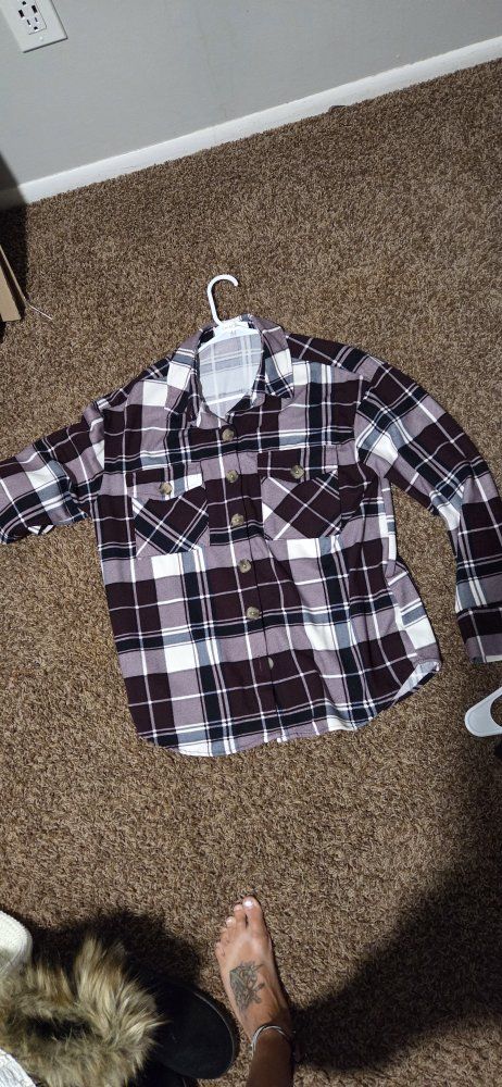 Eden & Olivia Women's Small Plaid Shirt - Button Down, Long Sleeve, Pockets
