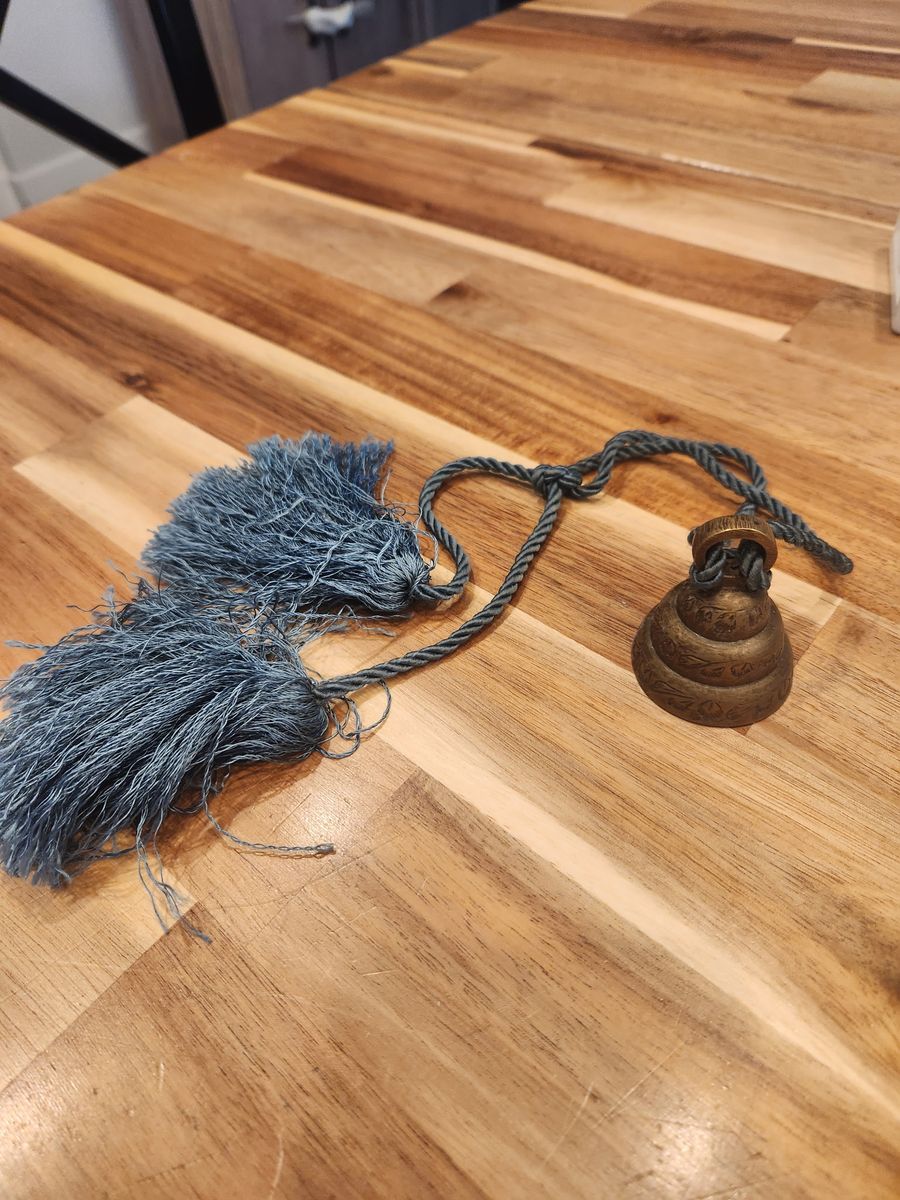 Vintage Solid Brass Indian Elephant Bell with Original Tassels – Boho Decor