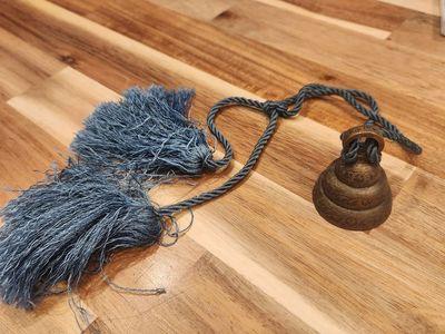 Vintage Solid Brass Indian Elephant Bell with Original Tassels – Boho Decor