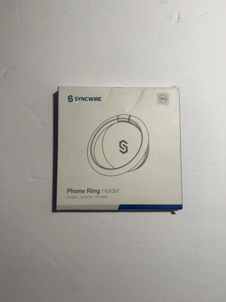 Syncwire Phone Ring Holder 360° Rotation 3M Adhesive Kickstand Black SW-RH383 NEW