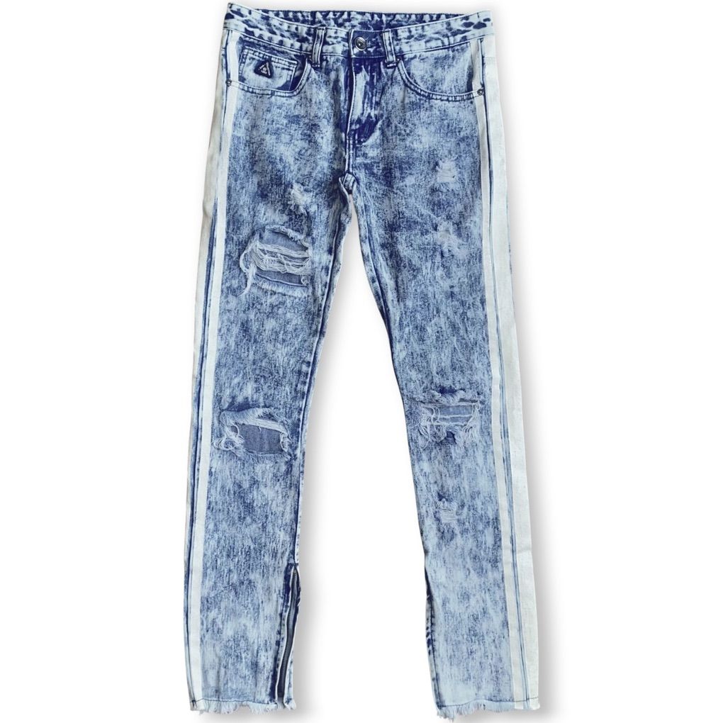 Men's DNM Collection Moto Acid Wash Distressed Raw Hem Jeans - Size 30