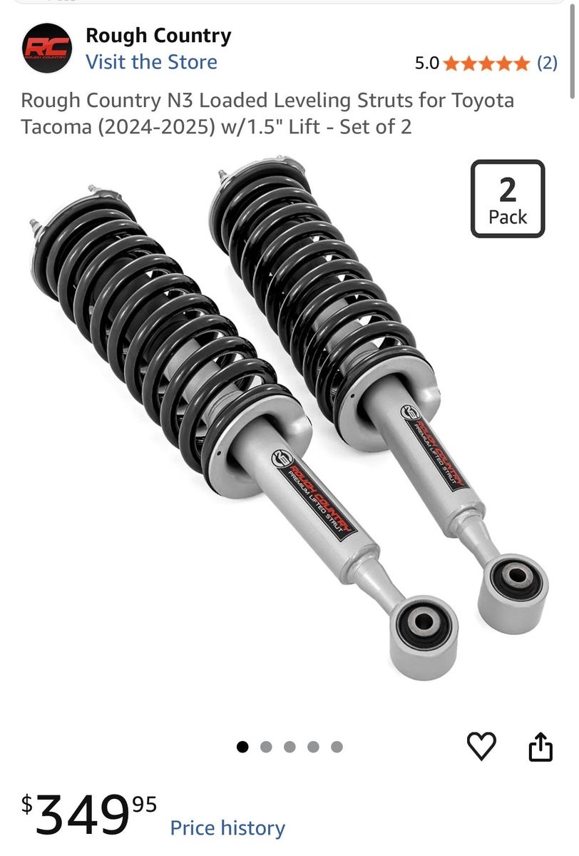 Rough Country N3 Loaded Leveling Struts for Toyota Tacoma (2024-2025) w/1.5" Lift - Set of 2